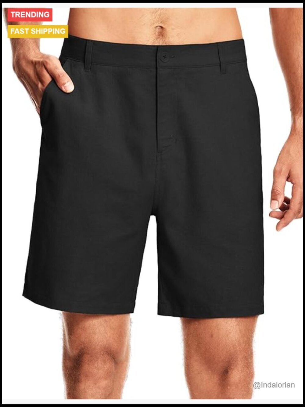 Men's Linen Shorts Flat Front with Pockets 7" Inseam